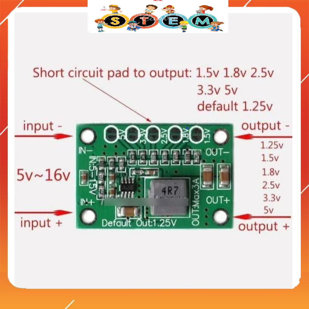 [Stem A-Z][G193] Mạch Hạ Áp 3A CA-1235 Vào 5V-15V Ra 1.25V 1.5V 2.5V 3.3V 3A