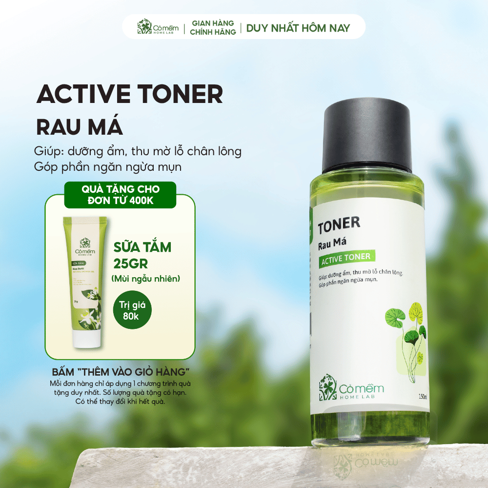 Active Toner Dưỡng Ẩm Ngừa Mụn Rau Má Dành Cho Da Mụn Da Dầu Nhạy Cảm Cỏ Mềm 150ml