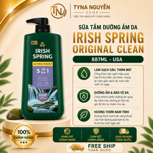 Sữa Tắm Dưỡng Ẩm Da Irish Spring Original Clean 887ml - USA