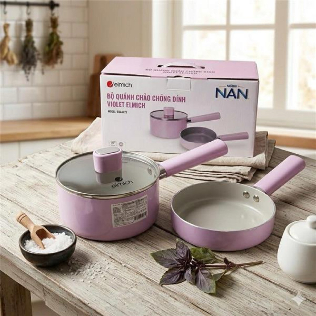 Bộ nồi chảo nhôm chống dính Elmich Baby EL 1169AP size 16cm