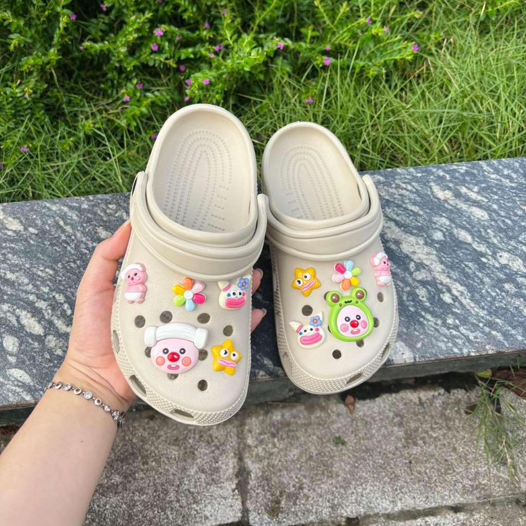 Dép sục classic thời trang nam nữ, dép đúc quai hậu nhiều màu không thấm nước tặng kèm charm Loppy (