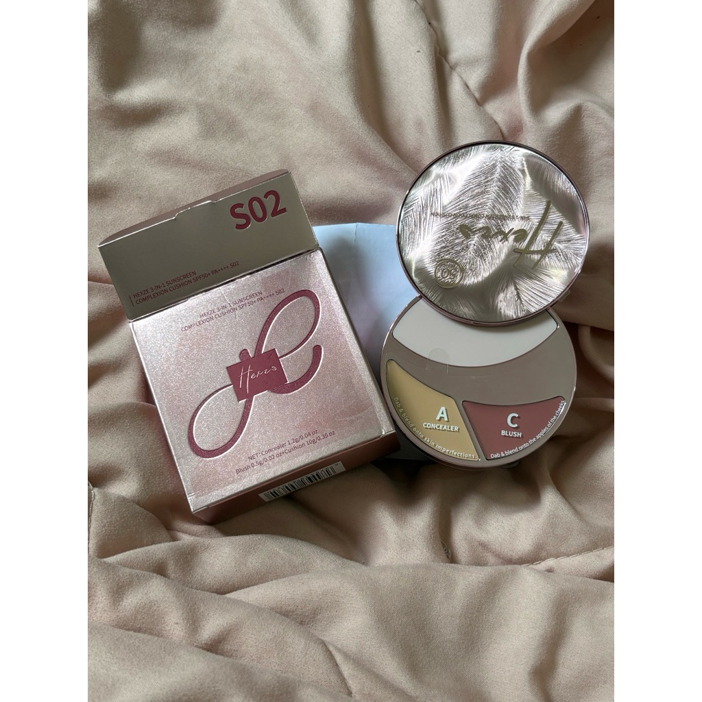 cushion hexze 3 in 1: cushion + ckđ + má hồng màu 02 tone tự nhiên