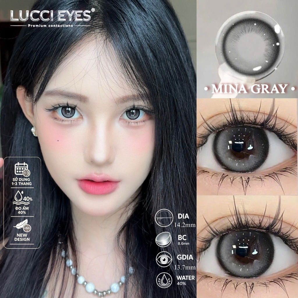 [ GIÁ 1 CHIẾC ] MINA GRAY - Kính áp Tròng Olivia Monrose