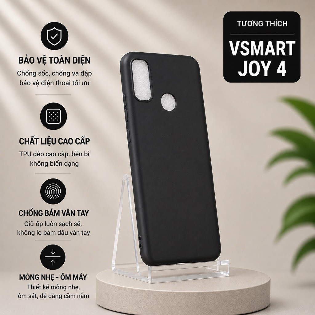Ốp lưng Vsmart Joy 4 silicon dẻo đen | Vỏ lưng điện thoại Vinsmart
