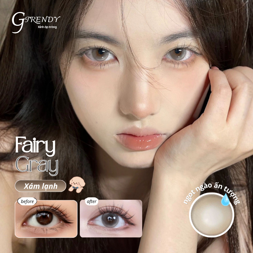 Kính áp tròng GTRENDY Best Seller FAIRY GRAY xám lạnh vân thạch - Gdia 14.3mm