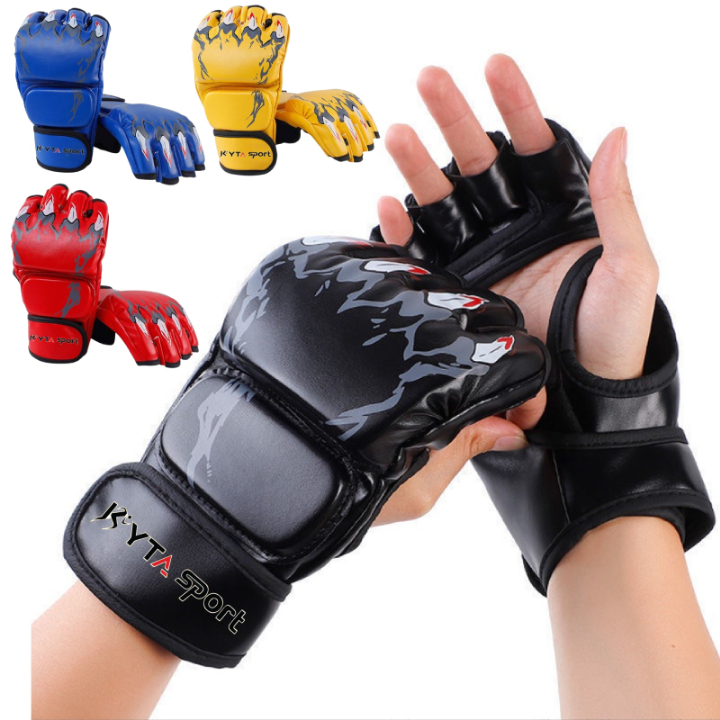 Găng Tay Võ Thuật - Găng Tay MMA Hở Ngón Xịn Tặng băng đa đấm bốc mma cuốn tay Kyta Sport chính hãng
