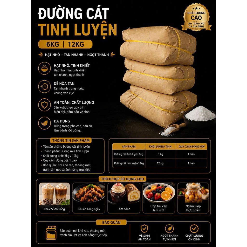 ĐƯỜNG CÁT TINH LUYỆN 6KG-12KG