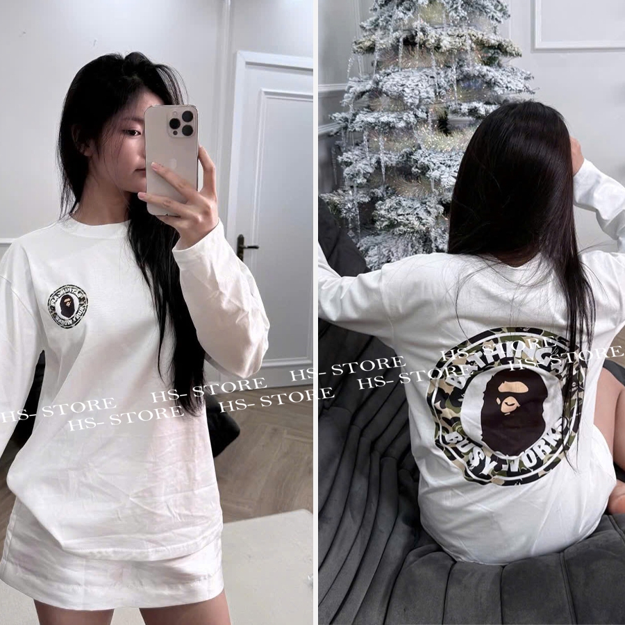 Áo thu Dài tay BUSY Works chất liệu cotton unisex nam nữ Hs_store from rộng tay lỡ