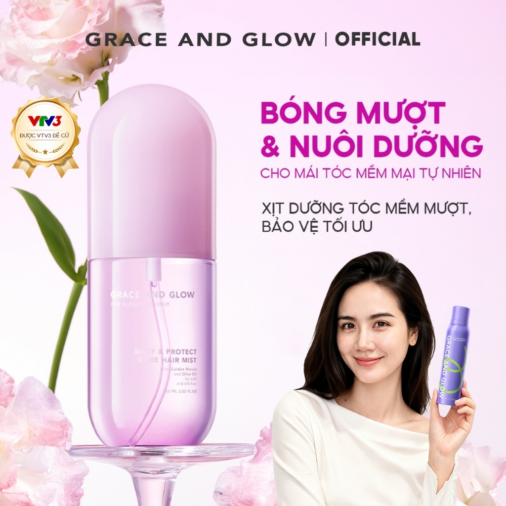 Xịt dưỡng tóc Grace and Glow Black Opium không cồn Hair Mist Spray with Golden Marula + Olive Oil 10