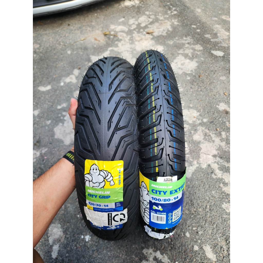 (MICHELIN - Vario 160, PCX 125 150 mới) Vỏ lốp xe Michelin 100/80-14 City Extra& 120/70-14 City Grip
