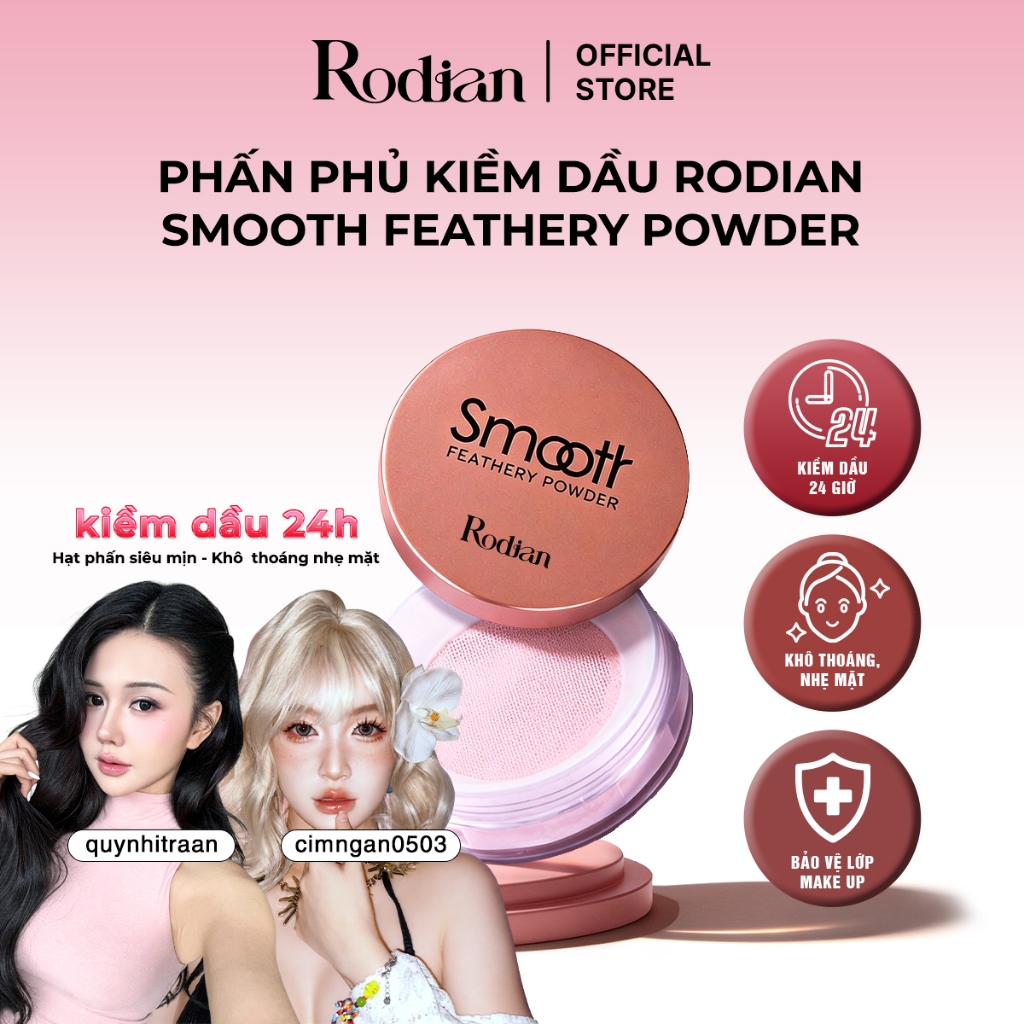 Phấn Phủ Bột Kiềm Dầu Rodian Smooth Feathery Powder 10g - Nâng Tone Rạng Rỡ, Chống Mốc Nền
