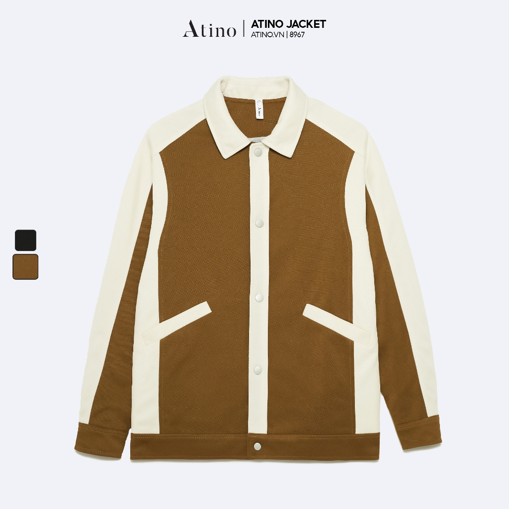 ATINO - Áo Khoác Nam Vải Nỉ Cao Cấp Lót Gió Cúc Kim Loại Cổ Bẻ Có Túi Trong Kiểu Dáng Hàn Quốc Basic