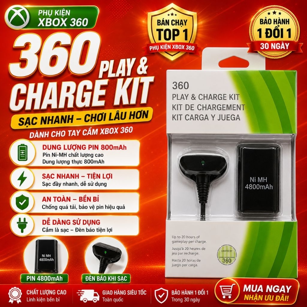 Pin sạc dành cho tay cầm chơi game Xbox / Xbox 360 / Battery xbox 360