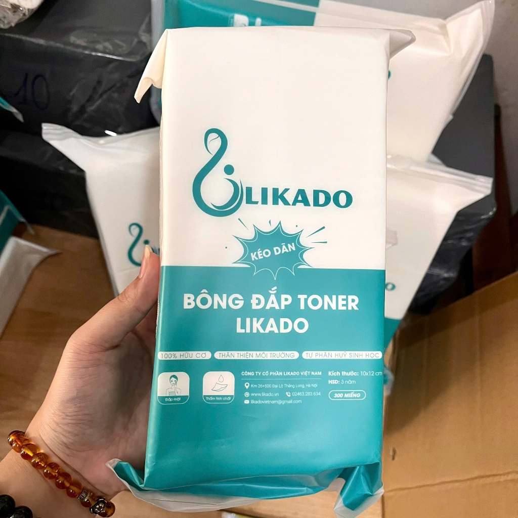 Bông đắp toner lotion mask kéo dãn Likado túi 300 miếng cotton mềm (1 túi)