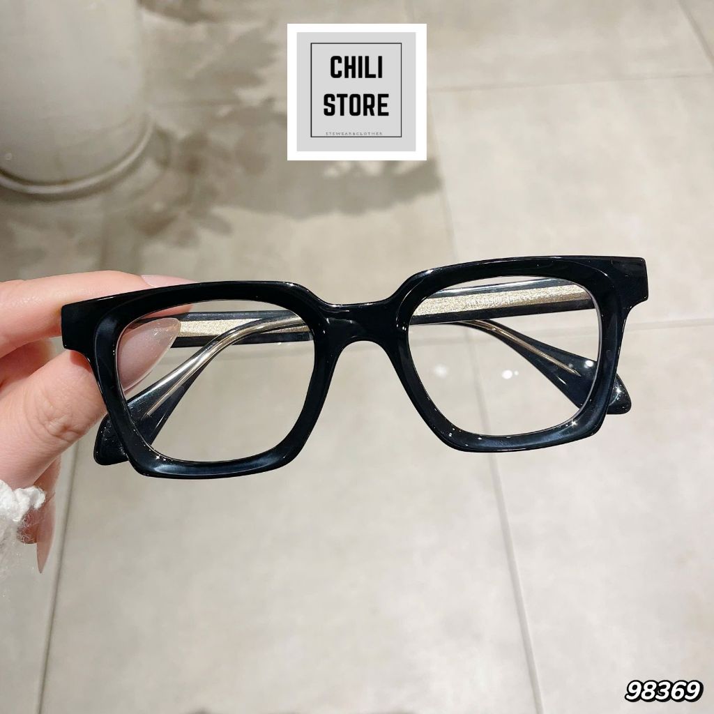 Gọng kính cận nam nữ mắt vuông Chilistore Kính cận thời trang cao cấp cốt kim loại 98369