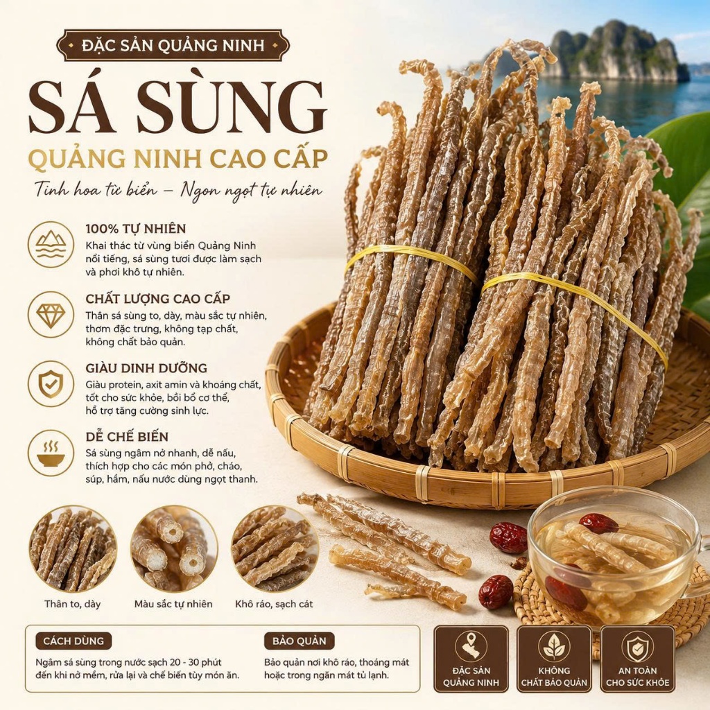 Sá Sùng Khô {1KG} - Sá Sùng Khô Nấu Phở đã làm sạch cát Loại 1 chuẩn hàng quản ninh
