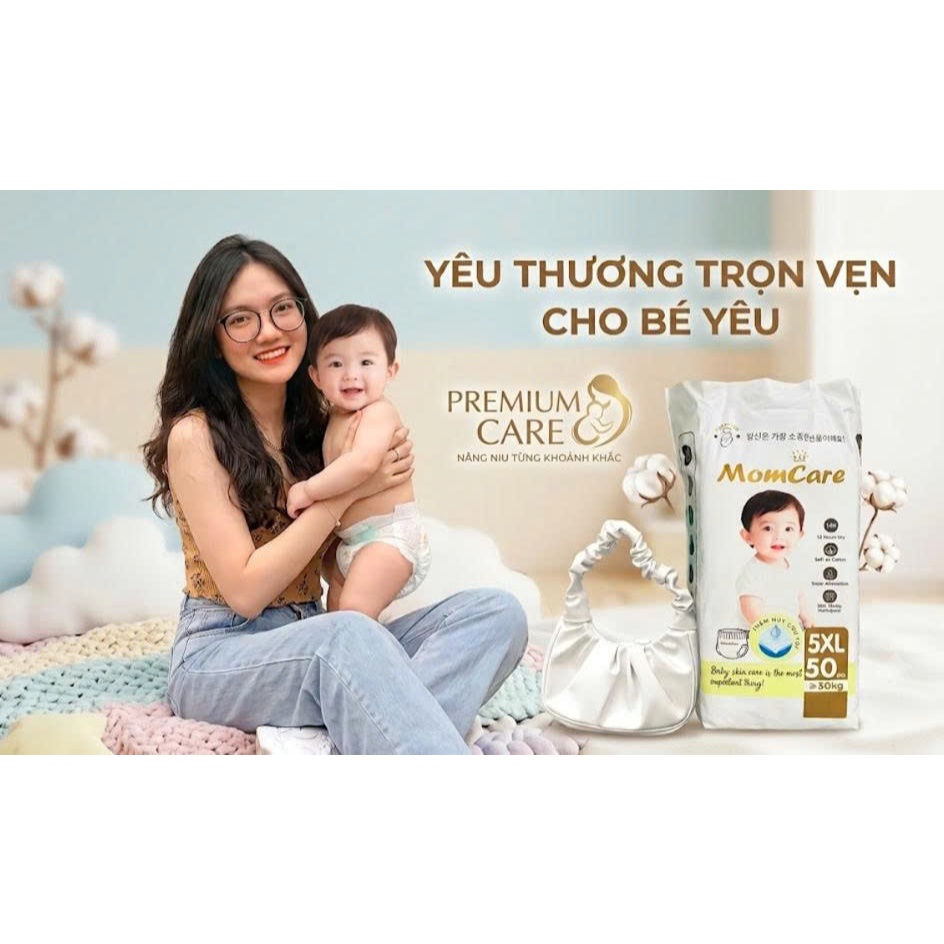 Tã Bỉm MOMCARE bỉm siêu mềm mỏng thấm hút FULL- SIZE Quần M-5XL (BỊCH 50 miếng) ( 6XL-8XL  BỊCH 48 m
