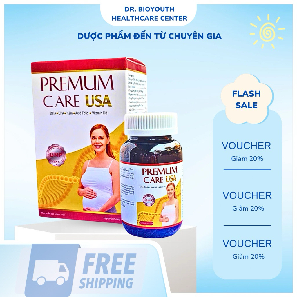 Viên Bà Bầu bổ sung DHA SẮT VÀ VITAMIN, KHOÁNG CHẤT CHO MẸ Premum care usa nâng cao sức đề kháng tha