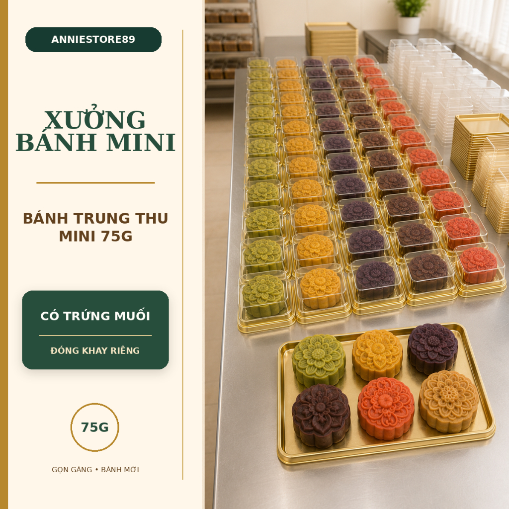 [Ship Tỉnh & Hỏa Tốc HCM] Set 6 Bánh Trung Thu Mini 75g Mẫu Sang Trọng được chọn mẫu vỏ hộp