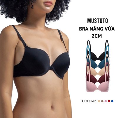 MUSTOTO Áo Lót Nữ Bra Có Gọng Nâng Vừa 2cm Trơn Phối Ren Tinh Tế (MA0602)