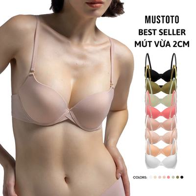 MUSTOTO Áo Lót Nữ Bra Trơn Nâng Ngực Có Gọng Mút Vừa 2cm (MA26)