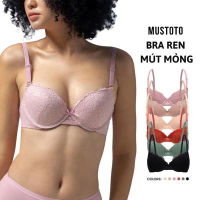 [CÓ SIZE LỚN] Áo Lót Nữ Mustoto Bra Ren Phối Lưới Mút Mỏng Nhẹ Có Gọng (MA19)