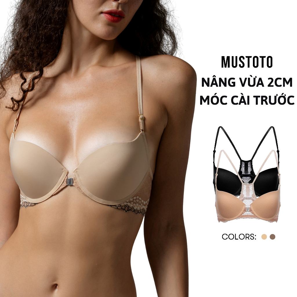 MUSTOTO Áo Lót Nữ Bra Mút Vừa 2cm Móc Cài Trước Có Gọng Nâng Ngực (MA12)