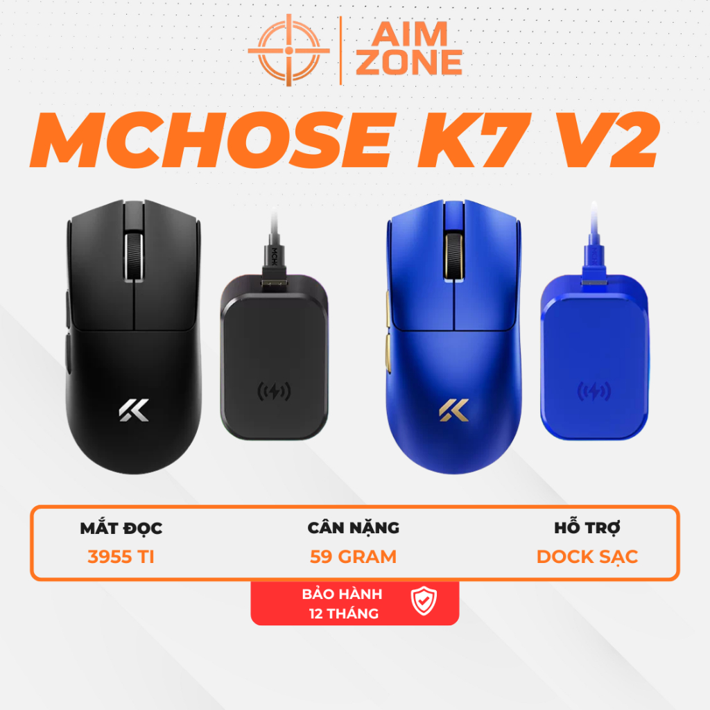 Chuột Gaming Không Dây Mchose K7 V2 Pro Plus / K7 V2 Ultra Plus / Kèm Dock Sạc / 8K Polling Rate