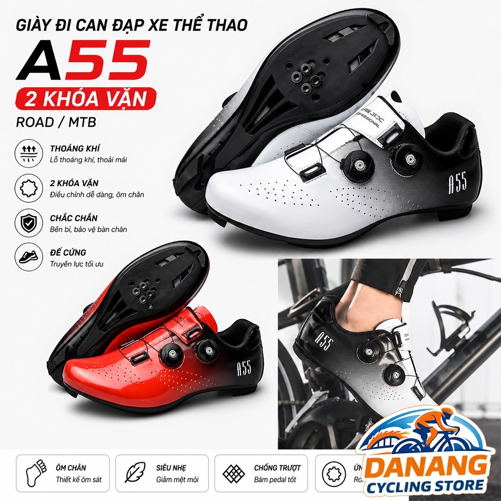 Giày Đi Can Đạp Xe Thể Thao Road/MTB CLAEE GX A55 – 2 Khóa Vặn