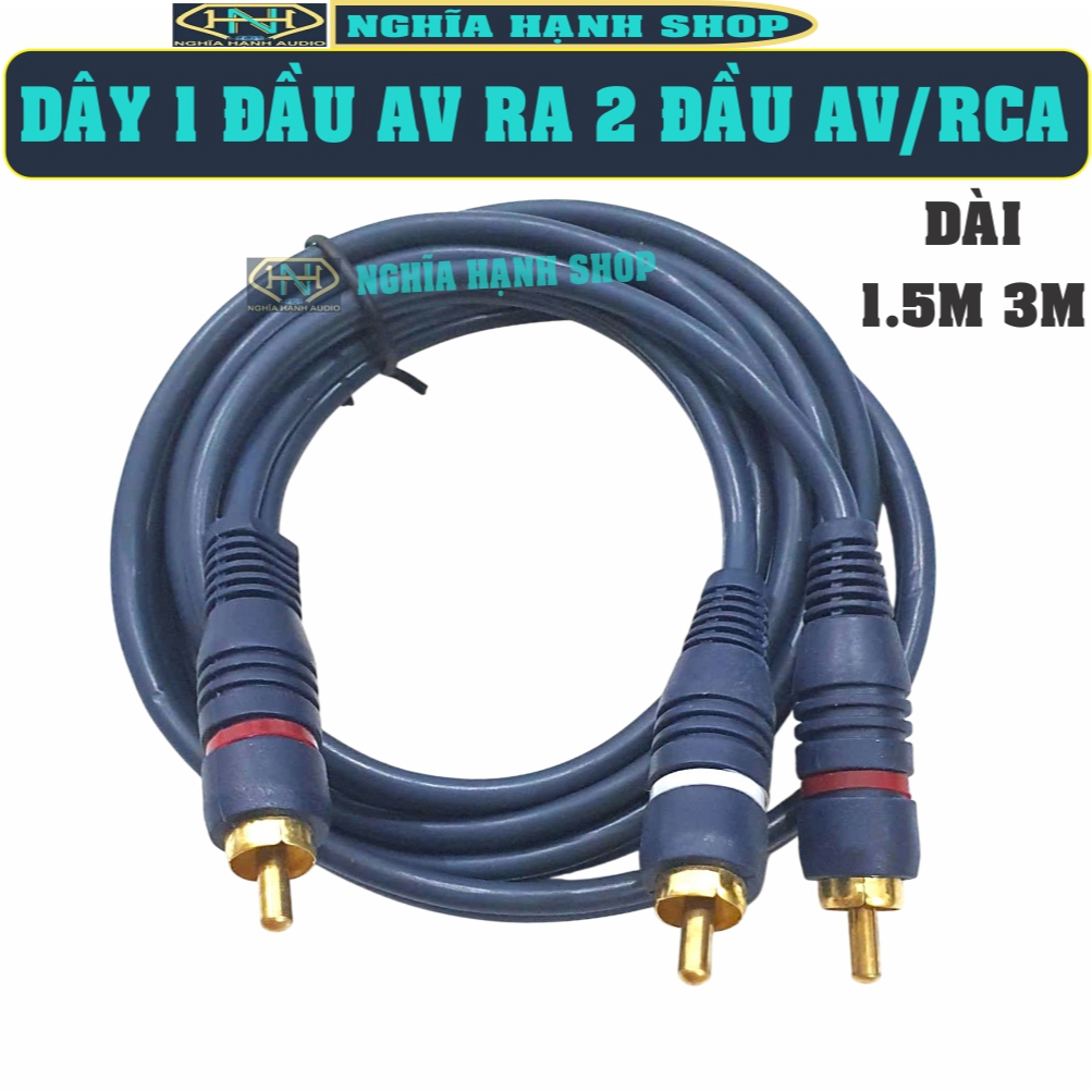 Dây 1 đầu AV ra 2 Đầu AV dài 1.5M 3M, Dây chia cổng AV Hoa sen, Dây AV RCA 1 ra 2