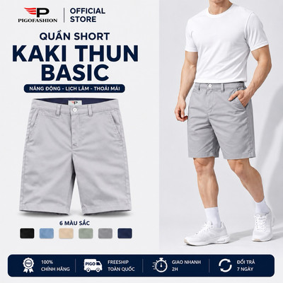 Quần short kaki vải co giãn nhẹ cao cấp SPMPSK03 - PigoFashion