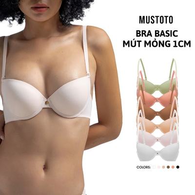 MUSTOTO Áo Lót Nữ Trơn Mút Mỏng 1cm Có Gọng Mềm Nâng Ngực (MA1701)