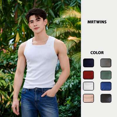 Áo Thun Tanktop Ba Lỗ Cổ Chữ U Form Body Cotton Tăm Gân Thương Hiệu Mr Twins