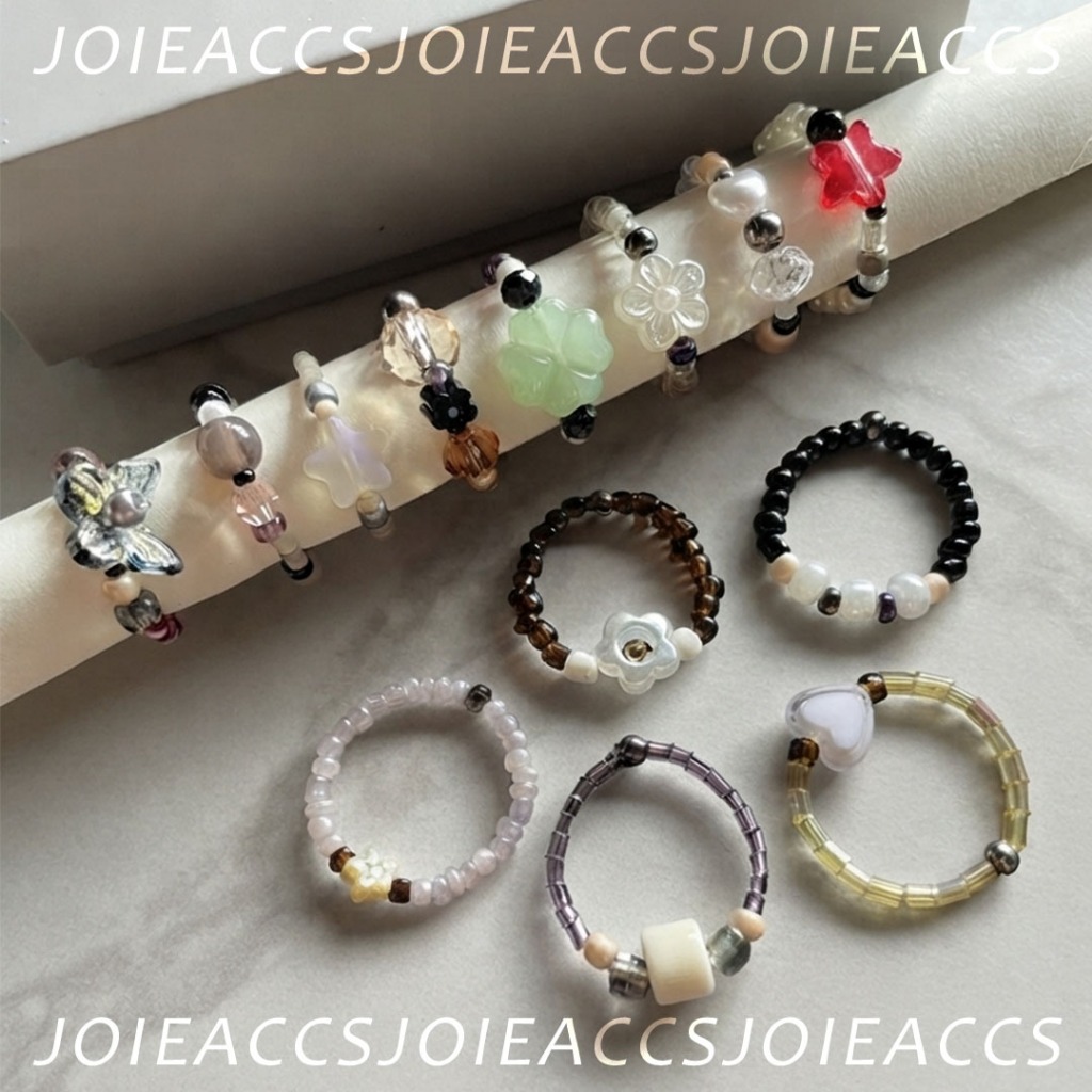 {joie.accs} BST nhẫn hạt cườm có charm vintage basic JoiE