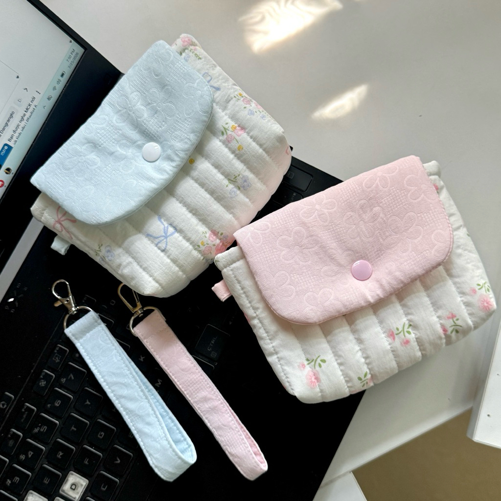 [Tặng Dây Đeo] Túi Đựng Máy Ảnh Mini, Digital Cam, Airpods, Tai Nghe, Đồ Cá Nhân..v.v hoạ tiết hoa c