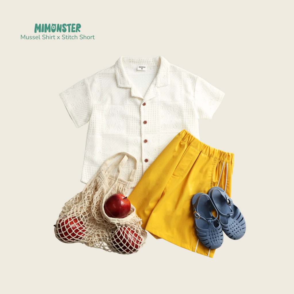 [MIMONSTER] Áo thun Mussel mềm thiết kế cách điệu phong cách cho bé trai