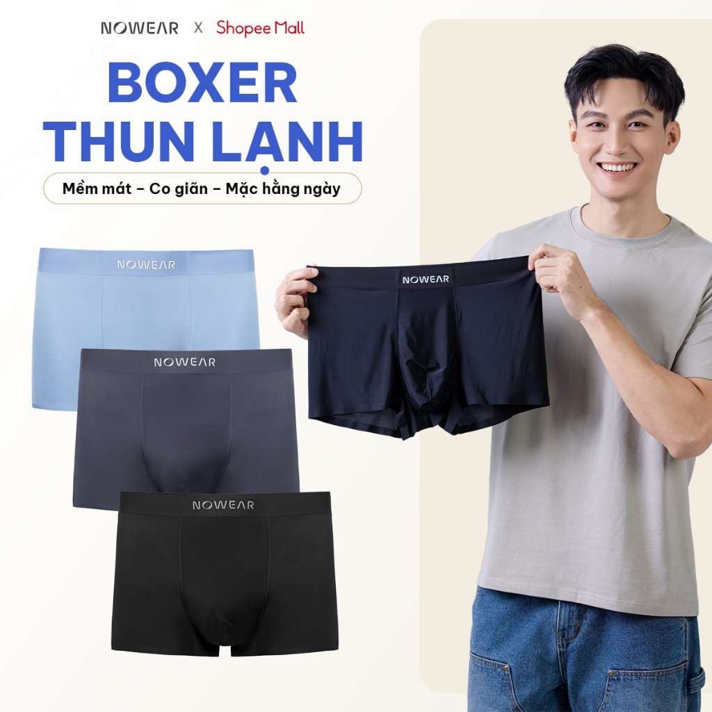 Quần Boxer Nam NOWEAR Thun Lạnh Co Giãn 4 Chiều Lớp Lót Tổ Ong Thoáng Khí Form…