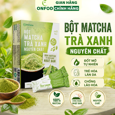 Bột matcha trà xanh nguyên chất sấy lạnh ONFOD giảm cân làm đẹp da chống lão hóa hộp 50g 20 gói x 2.5g