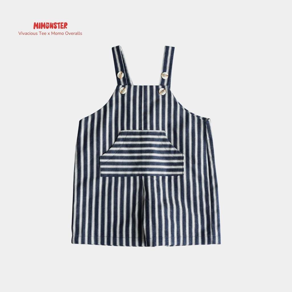 [MIMONSTER] Quần short yếm Momo hoạ tiết kẻ sọc Hàn Quốc cho bé trai