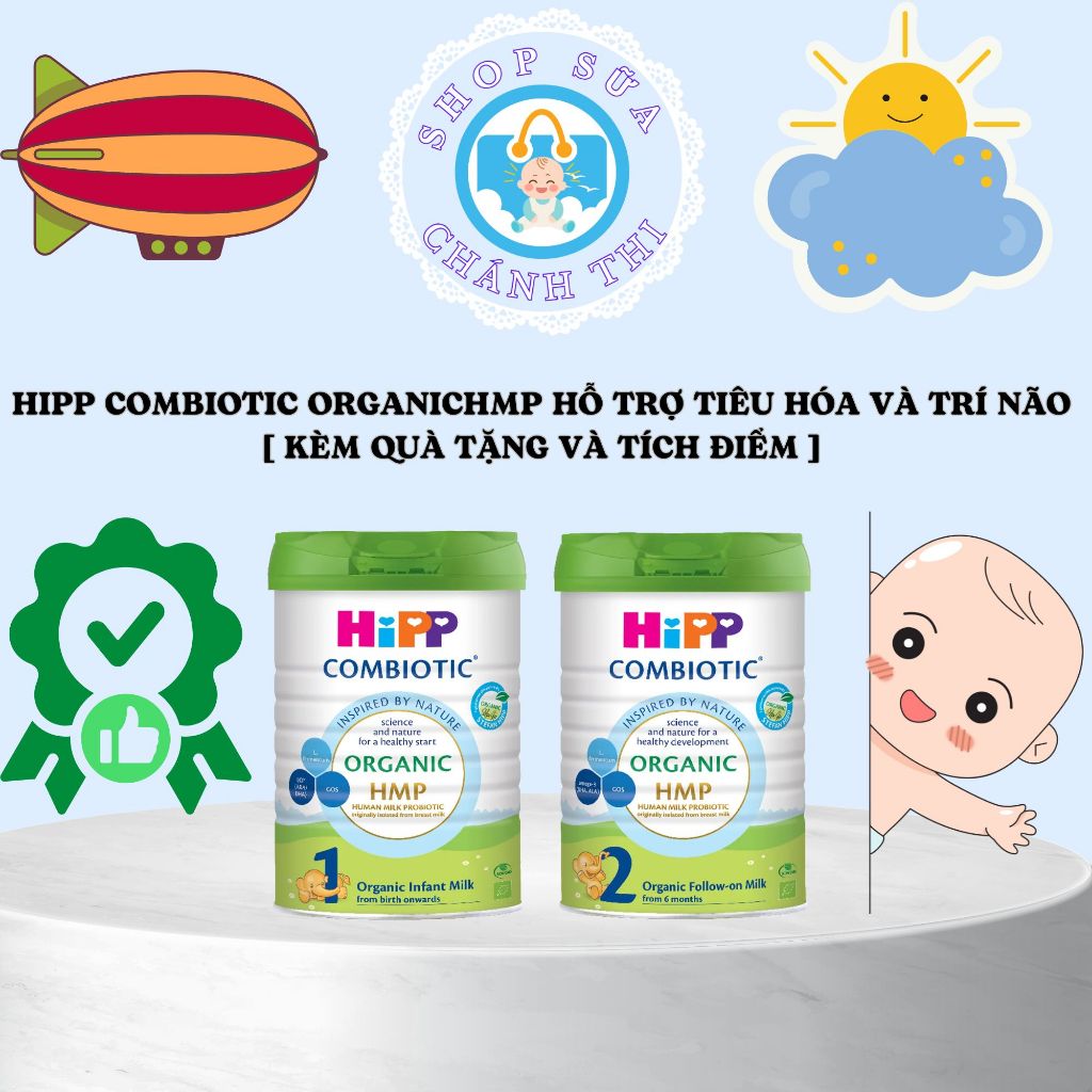 Sữa HiPP Organic Combiotic 1, 2, Hỗ Trợ Trí Não Và Tiêu Hóa 800g [Kèm quà]