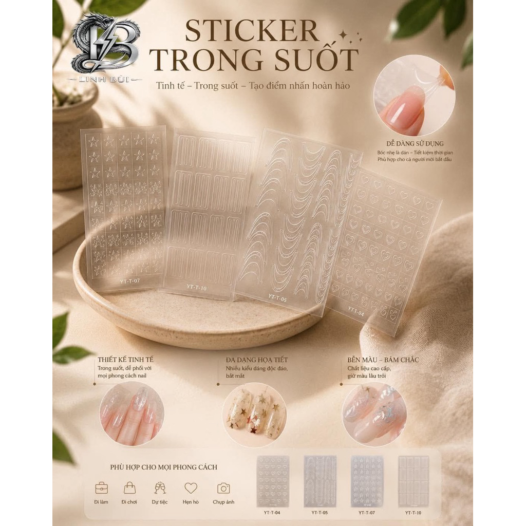 Sticker trong suốt để dặm ombre hình