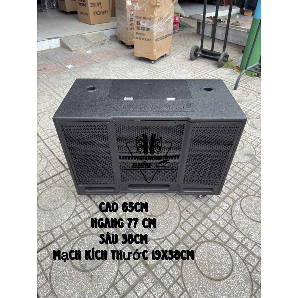Vỏ thùng loa kéo 3bass ( 2bass 20 và 1bass 25 ) KT mạch 19x38cm Ván MDF