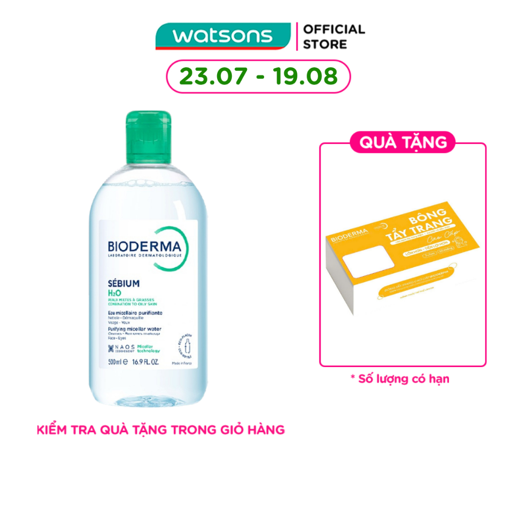 Nước Tẩy Trang Dành Cho Da Hỗn Hợp và Da Dầu Bioderma Sebium H20 500ml