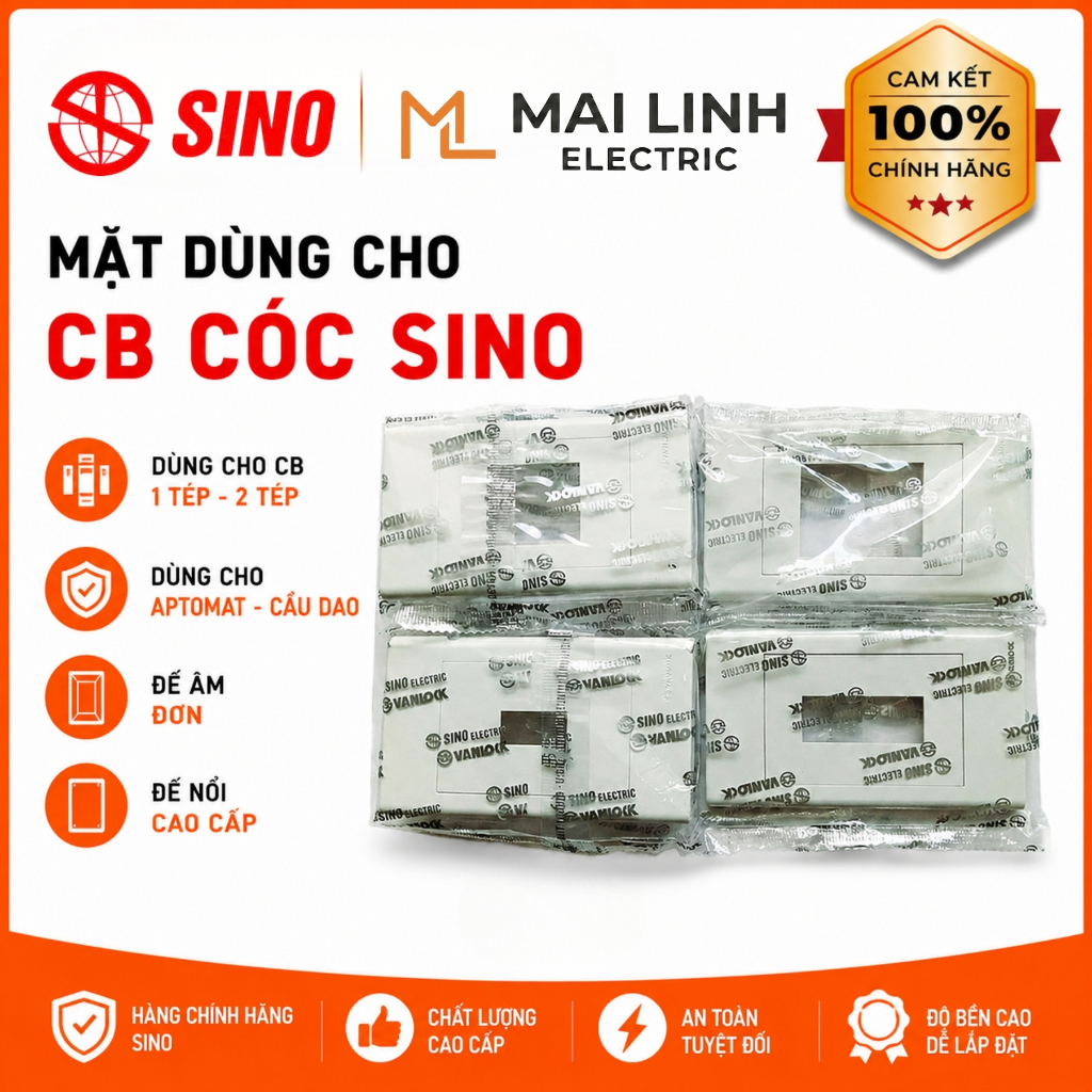 [Chính Hãng] Mặt dùng cho CB cóc SINO - CB 1 tép - CB 2 tép - Mặt cho Aptomat - Cầu dao - Đế âm đơn 