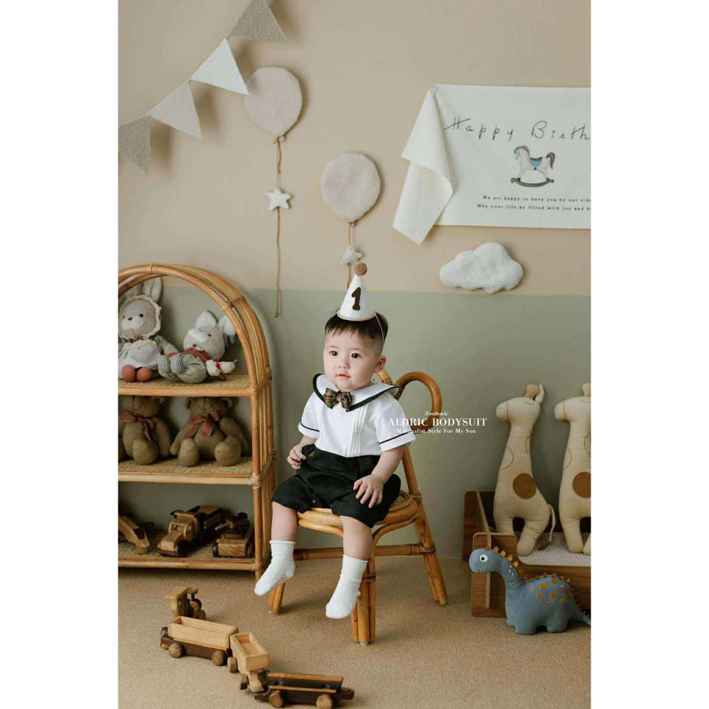 [MINIBE] Bodysuit Aldric phối hoạ tiết phong cách Hàn Quốc cho bé trai
