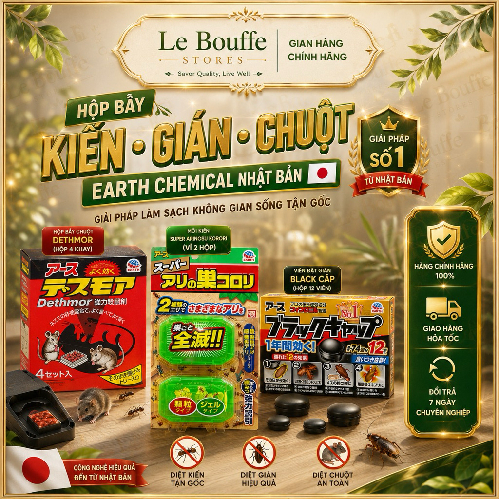 Hộp Bẫy Kiến - Gián - Chuột EARTH CHEMICAL Nhật Bản - Giải Pháp Làm Sạch Không Gian Sống Tận Gốc