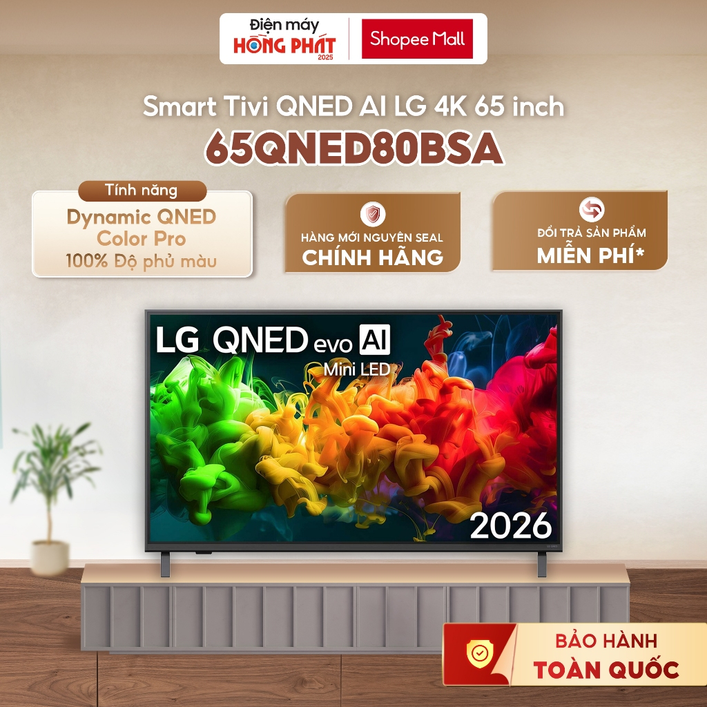 [Phí Lắp đặt 0Đ HN HCM] 65QNED80BSA | 43QNED80BSA - Smart Tivi QNED LG AI 4K 65" 65QNED80BSA / 43" 4