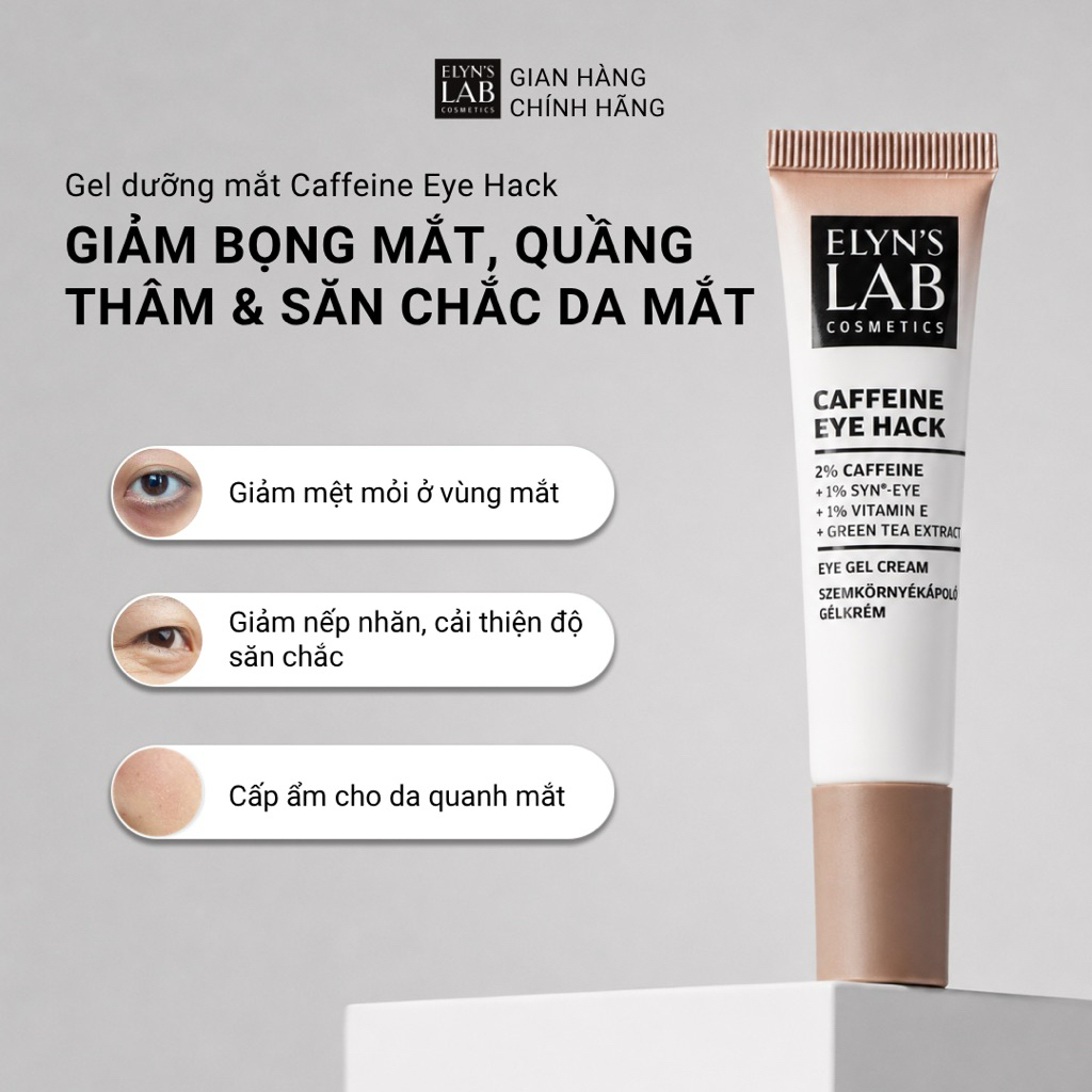 Elyn's Lab Caffeine Eye Hack Gel 2% Caffeine + 1% SYN®-EYE Giảm Bọng Mắt Mờ Quầng Thâm 15ml