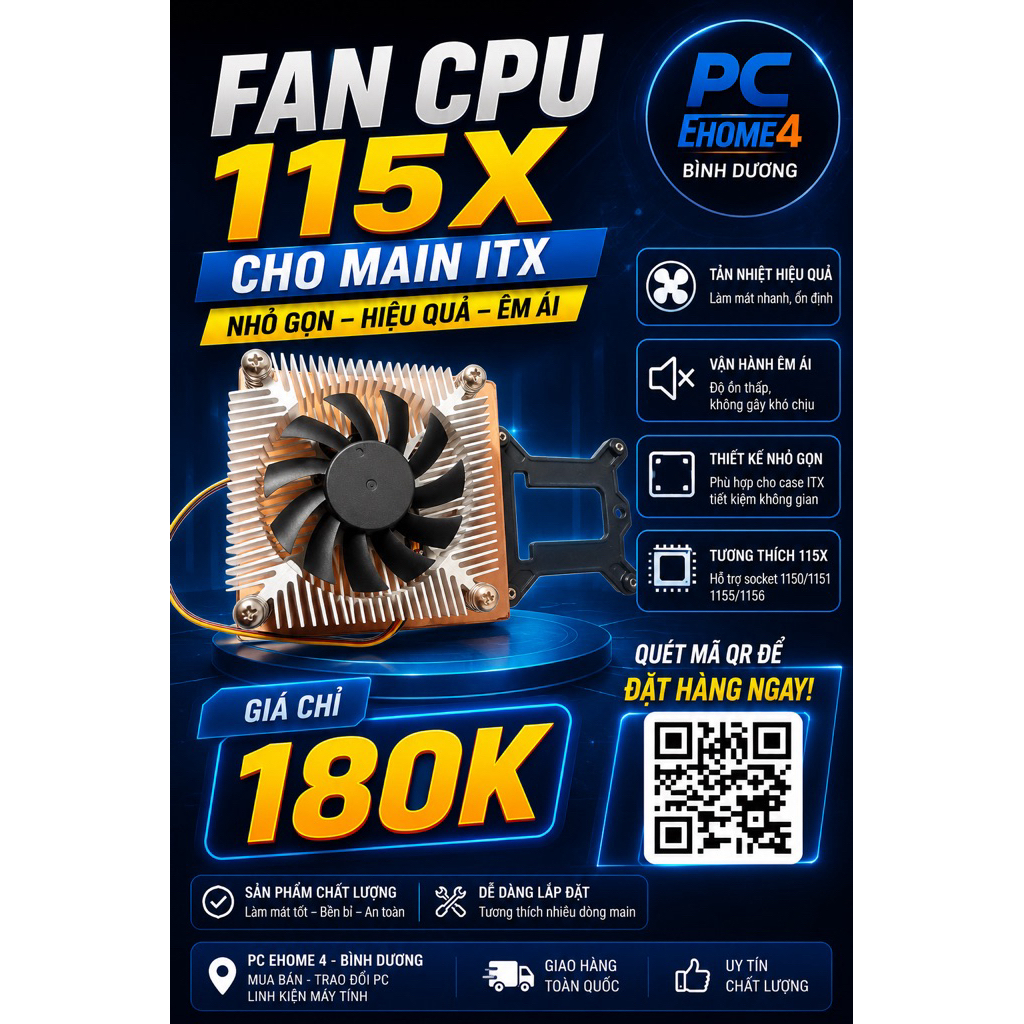Fan cpu 115x cho main itx