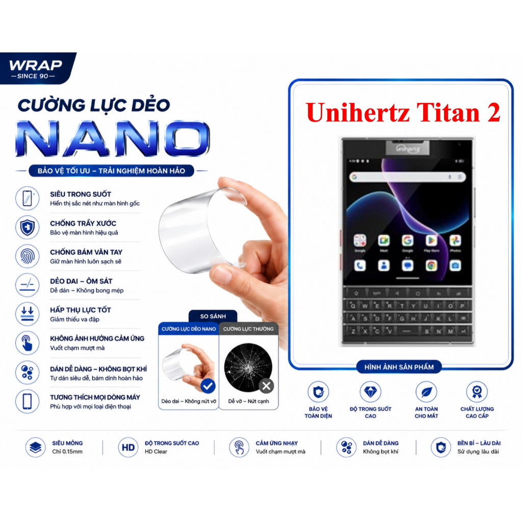 Cường lực dẻo bảo vệ màn hình điện thoại Unihertz Titan 2